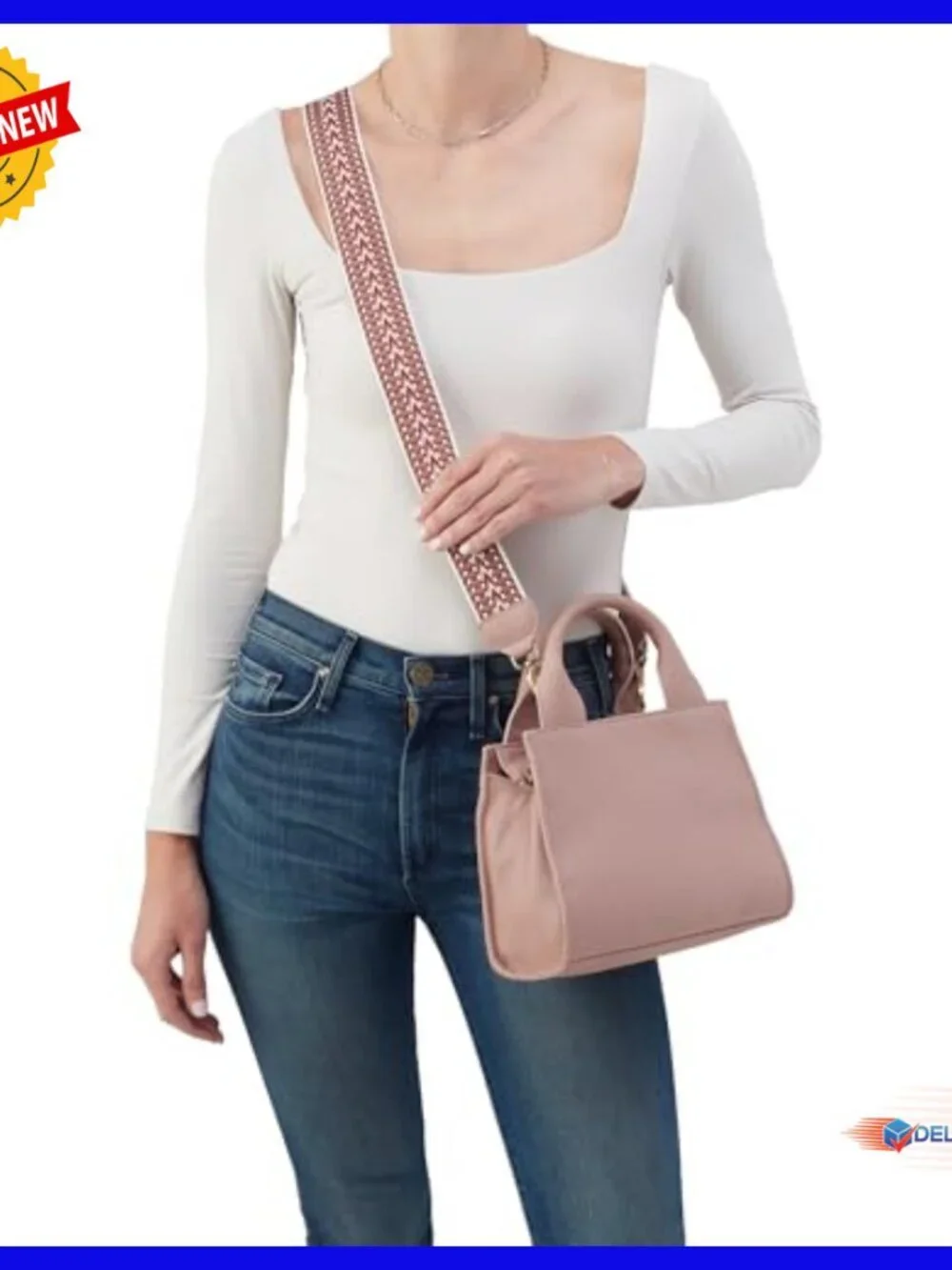 Leather Small Tote with Removable Crossbody Strap, Zippered Top
